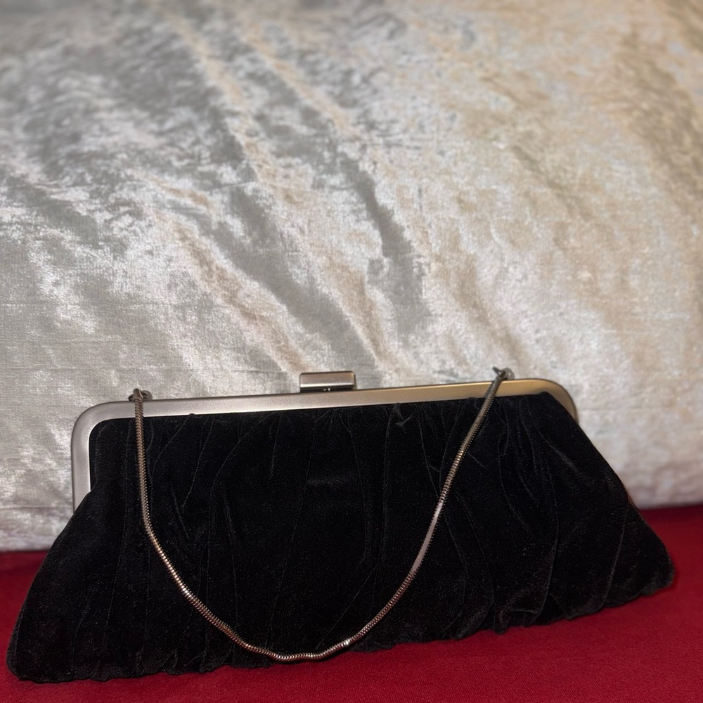 Mary Kay Black Velvet Clutch with metal Chain